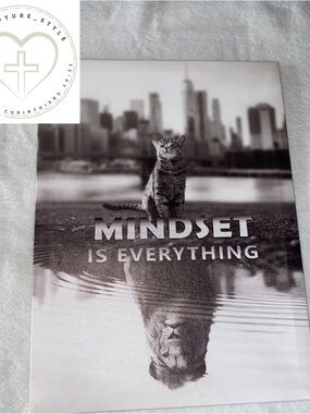 Mindset Is Everything Cat Canvas Print - Gray